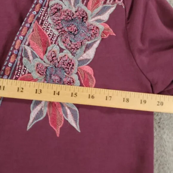 Soft Surroundings Cardigan Jacket Womens Small Purple Blazer Embroidered Flowers - Picture 8 of 13